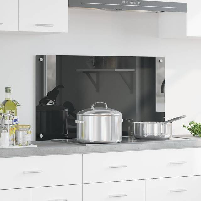 Vidaxl - Dark Grey Kitchen Backsplash - 90x50x0.6 cm Tempered Glass