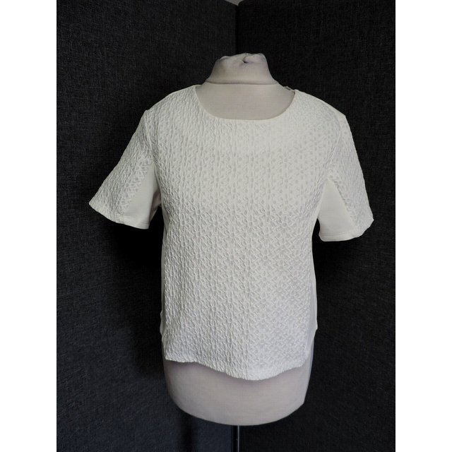 Topshop cream textured front cropped fitted blouse uk 8 rrp £30 ln027 pp 11