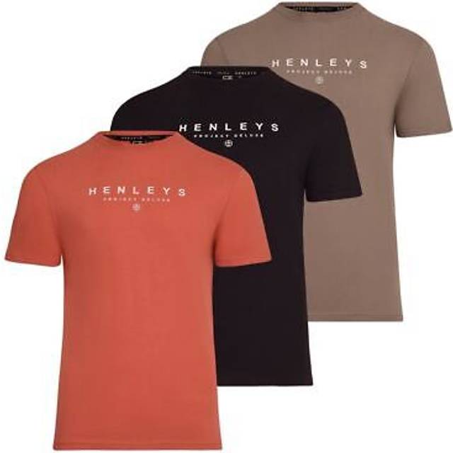 Henleys mens designer classic crew neck t shirt short sleeve tee with back print