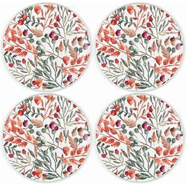 Autumn acorns coaster set - round glass flowers drinks coasters set gift