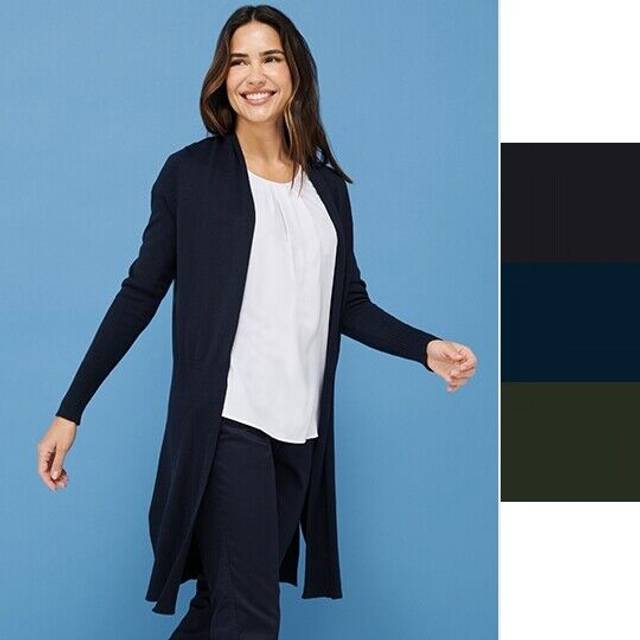 Henbury women's longline open cardigan cotton acrylic modern style