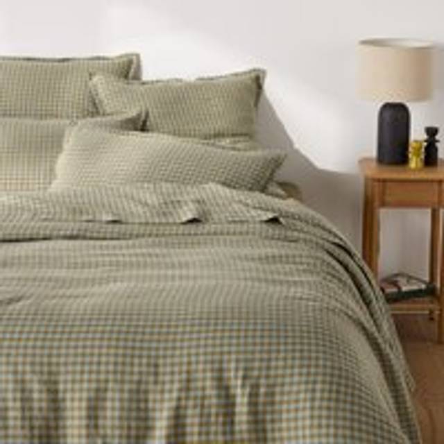 Acélie Olive/Opaline Washed Linen Duvet Cover - Olive Green/Opaline - SUPERKING (260X240cm)