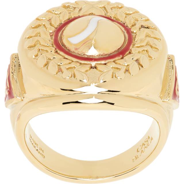 Casablanca Gold Sports Medallion Ring - GOLD / RED - L