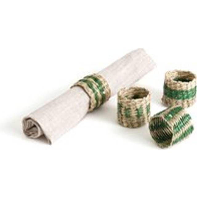 Set of 4 Jakar Woven Grass Napkin Rings - Green - ONE SIZE
