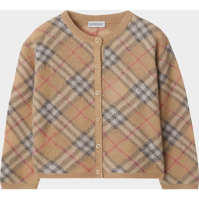 Brown Cardigan with Check Pattern