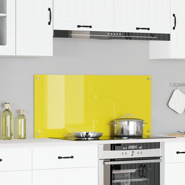 Kitchen Backsplash Yellow 110x50x0.6 cm Tempered Glass Vidaxl