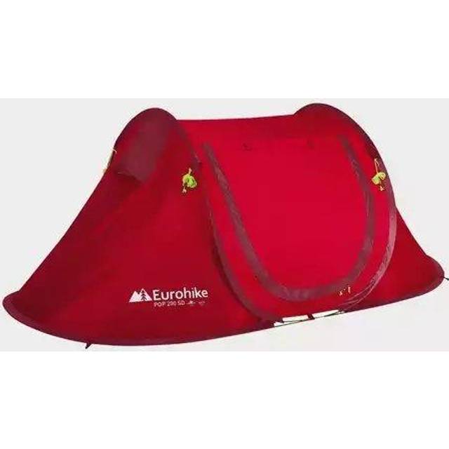 Eurohike Pop 200 SD Pop-Up 2-Person Tent - Red - Folds Away - Pegs Out - Guy Lines Included - Carry Bag - Camping - Festivals