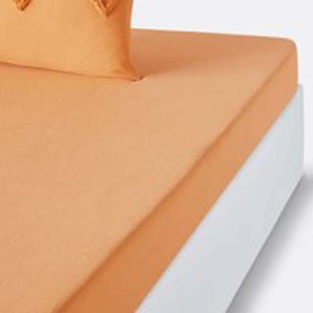 Assa Ochre Cotton Fitted Sheet for Deep Mattresses (30cm) - ochre - KING (160X200cm)