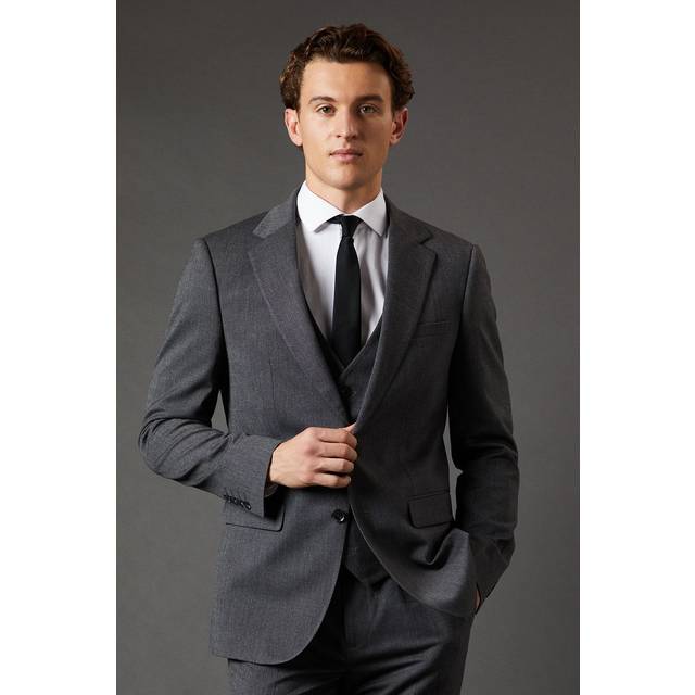 Mens Mid Grey Slim Fit Essential Suit Jacket - 46R