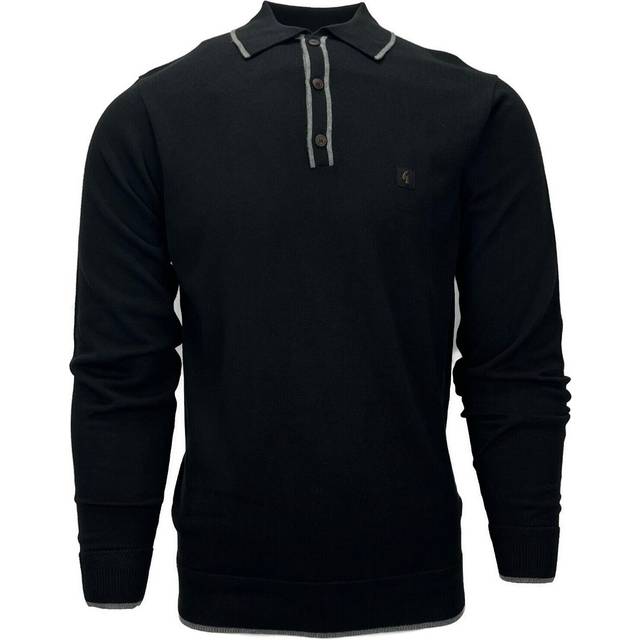 Gabicci vintage lineker long sleeve polo neck jumper. men's. black