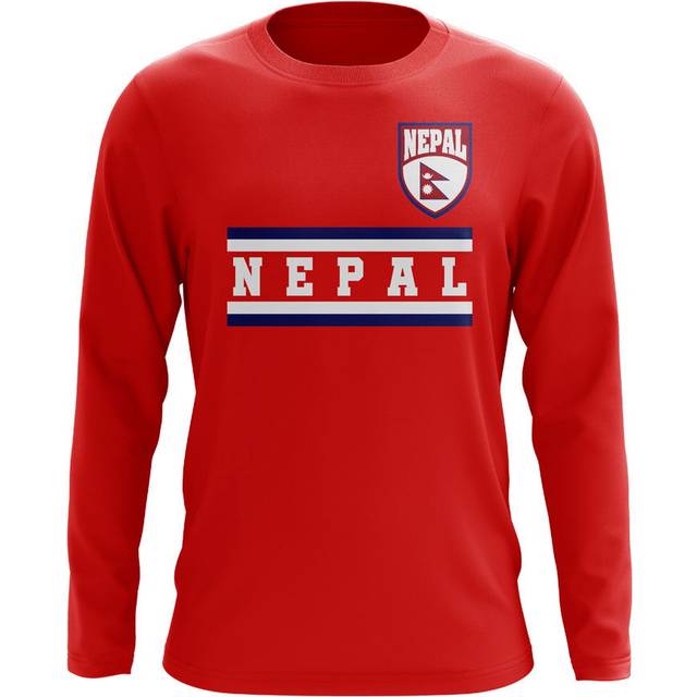 Nepal Core Football Country Long Sleeve T-Shirt (Red) Men's Polyester UKSoccershop