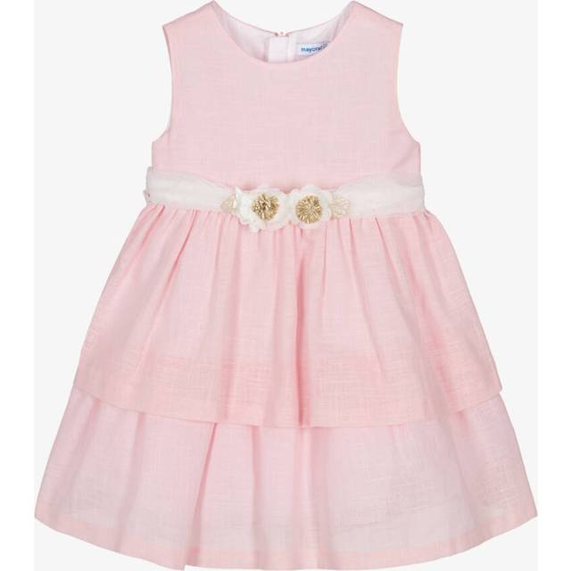 Mayoral Girls Pink Cotton Flower Belt Dress - 3 year
