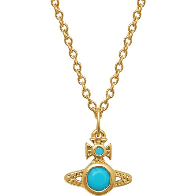 Vivienne Westwood Gold Turqouise Crystal London Orb Necklace - Gold - 44cm