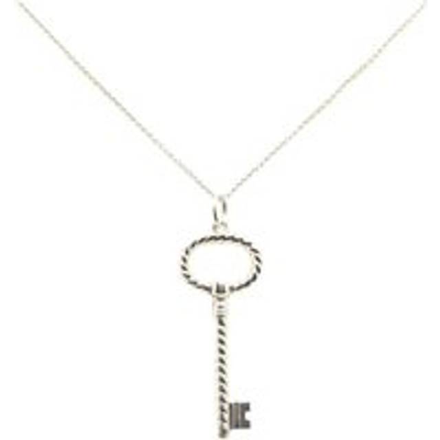 Womens Preloved Twisted Key Pendant Necklace Wo - Silver - Grey - One Size