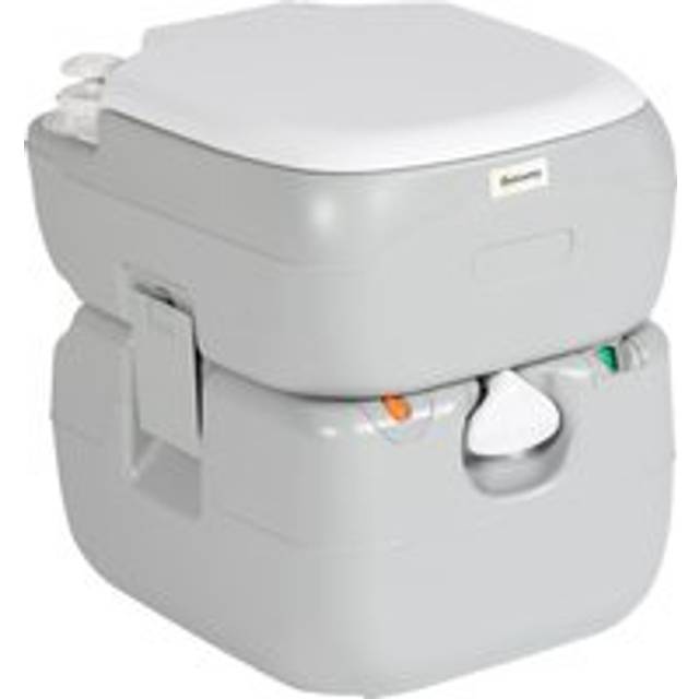 Outsunny Portable Toilet for Adults, 22L Camping Toilet with Seat, Lid and Anti-Leak Handle Pump, Outdoor Travel Toilet with Detachable Tanks for Camping, Boating, Hiking, Travel, RV, Grey