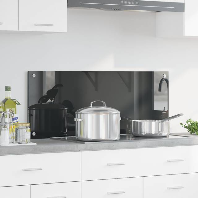 Vidaxl - Kitchen Backsplash Dark Grey 100x40x0.6 cm Tempered Glass