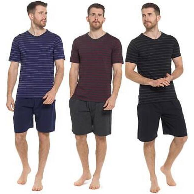 A2z mens pyjama striped blend jersey short sleeve t-shirt shorts pjs pyjamas set