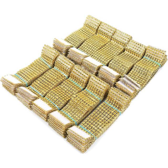 100pcs 8 Rows Chair Sash Napkin Rings  Diamond Mesh Wrap Ribbon For Wedding Christmas Gold