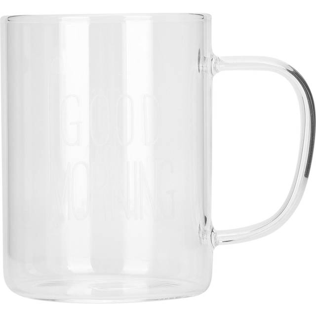 350ML Transparent Milk Coffee Mug with Handle Glass Water Cup Drinkware Kitchen UtensilWhite Letter