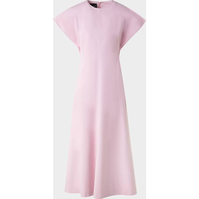 Slit-Sleeve Denim Stretch A-Line Midi Dress - BLUSH - 8