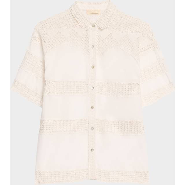 Amal Crochet Button-Front Shirt - COWRIE - Small