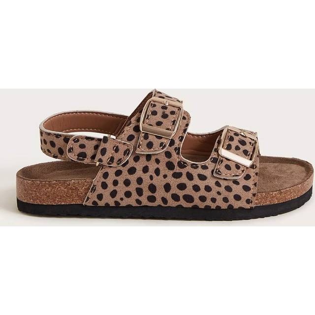 Monsoon Kids' Leopard Print Buckle Sandals, Brown/Multi