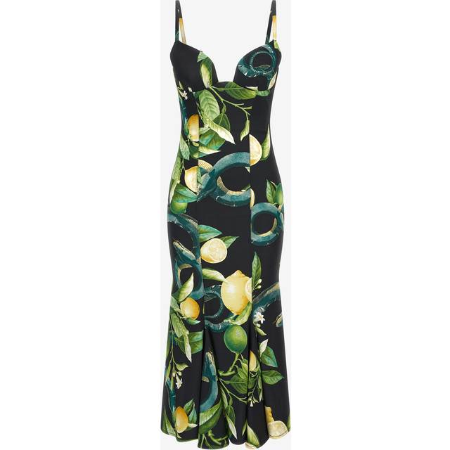 Roberto Cavalli Dress With Shoulder Straps And Lemon Print - Female Dresses Black