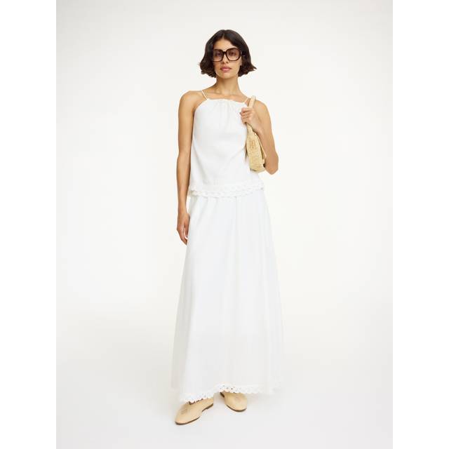 Pheobes Lace-Trim Organic Cotton Midi Skirt - SOFT WHITE - 38 FR (6 US)
