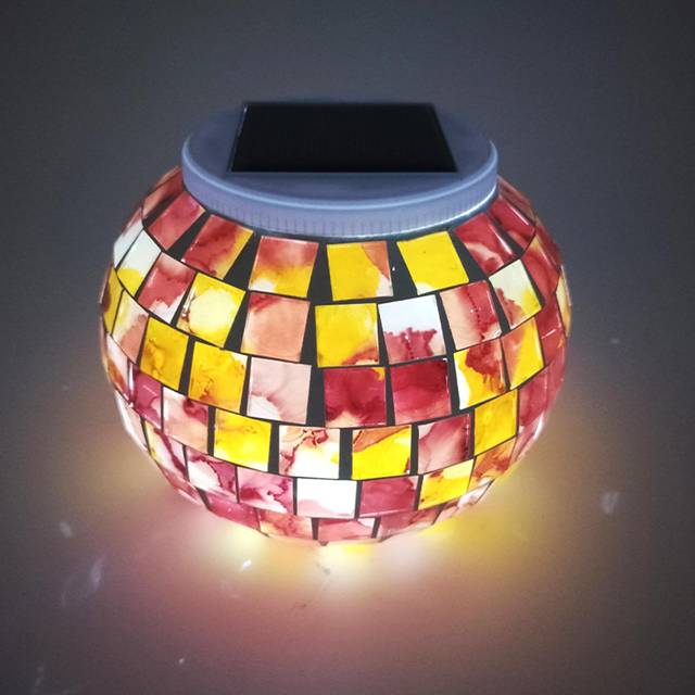Solar Mosaic Jar Light Colorful Solar Lawn Lights Solar Garden Landscape Lights Outdoor Decorative pink