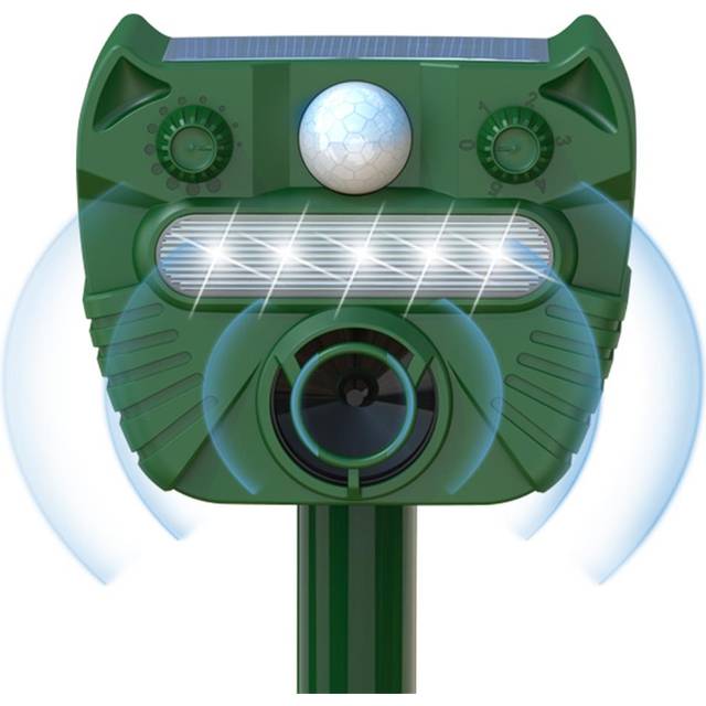 Solar Animal Repeller Ultra-sonic Squirrels Deer Repellent Outdoors Waterproof Animals Deterrent green