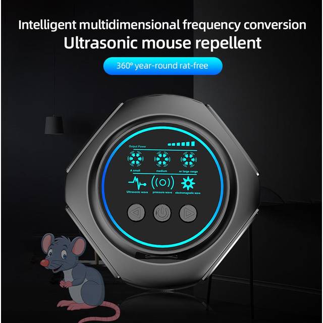 Ultrasonic Rodent Repellent 4-in-1 360 Degrees Electronic Rat Repeller Humane Mouse Traps EU Plug black