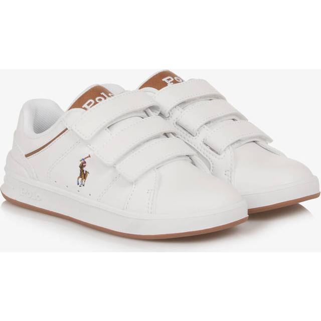 Ralph Lauren White & Brown Velcro Trainers With Pony Logo - 21