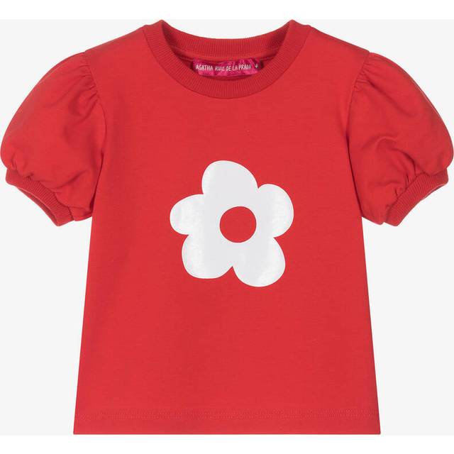 Agatha Ruiz De La Prada Girls Red Cotton Flower T-Shirt - 4 year