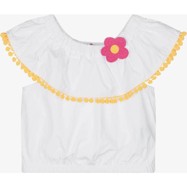 Agatha Ruiz De La Prada Girls White Cotton Blouse With Pom-Poms - 2 year