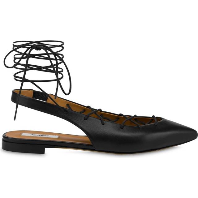 Moschino - lace-up ballerina shoes - women - Calf Leather/Calf Leather/Calf Leather - 41 - Black