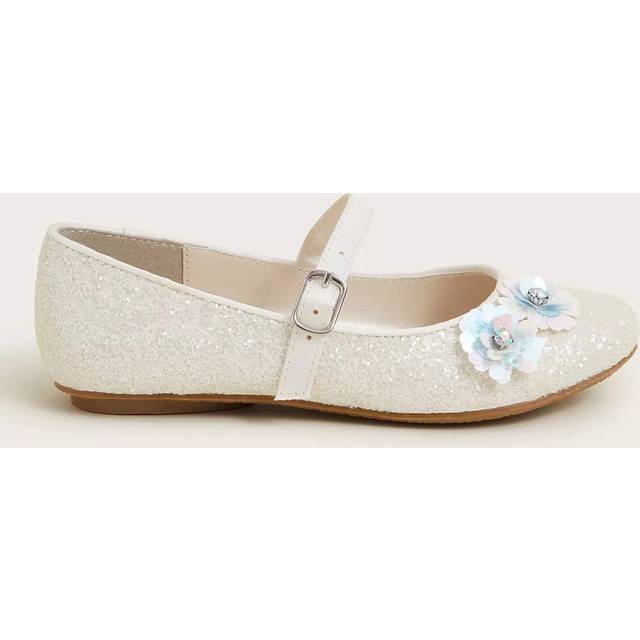 Glitter Sequin Flower Ballet Flats Ivory - Infant 7