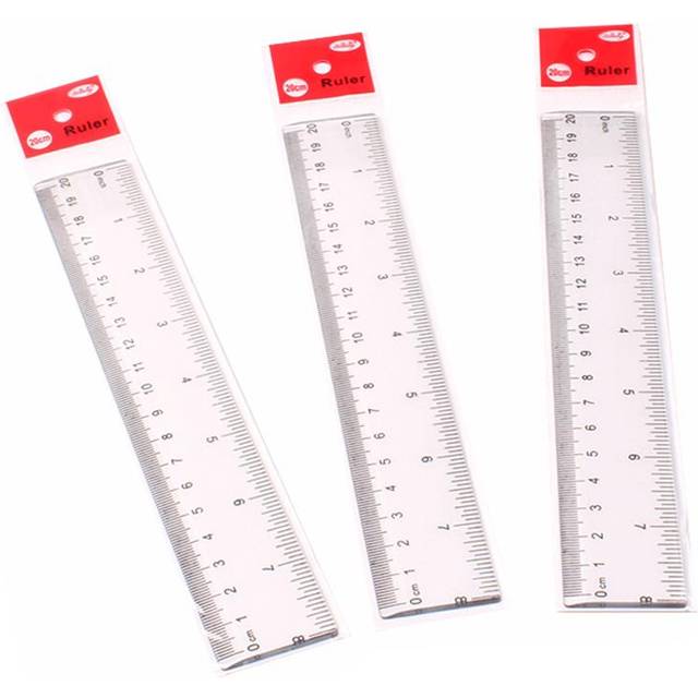 1pc 20cm8 Inch Plastic Transparent Ruler Simple Straight Ruler Measuring Tool for Student School transparent