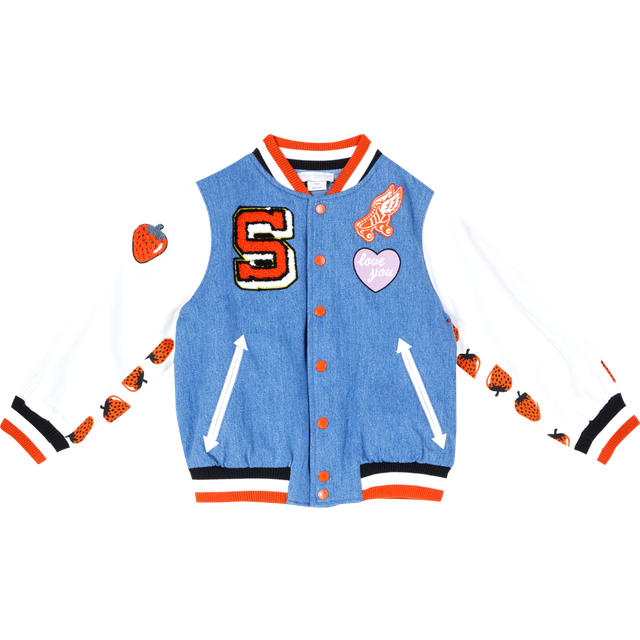 Stella Mccartney Kids Girls Blue Denim Bomber Jacket - 4 year