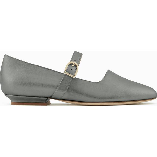 Lamé leather ballerinas with strap