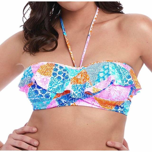Freya festival girl bikini top 30f padded bandeau halter neck blue pink 6571