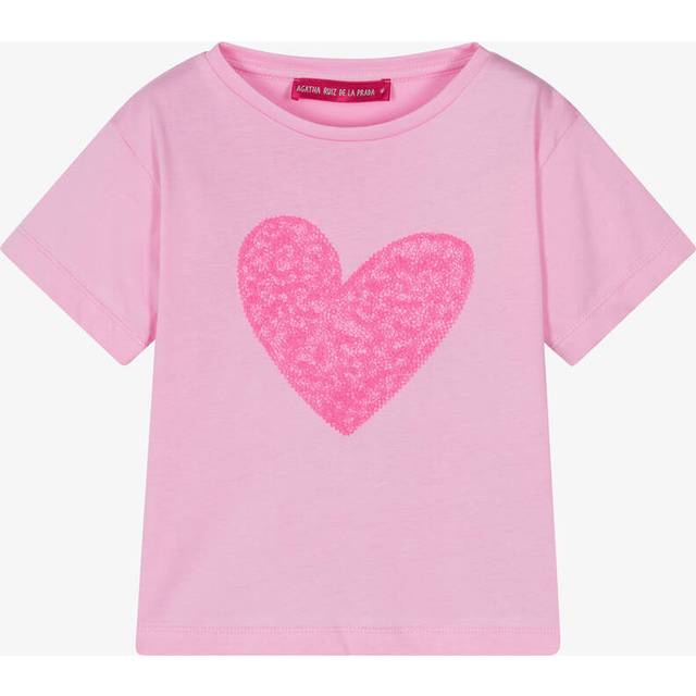Agatha Ruiz De La Prada Girls Pink Heart Cotton T-Shirt - 12 year
