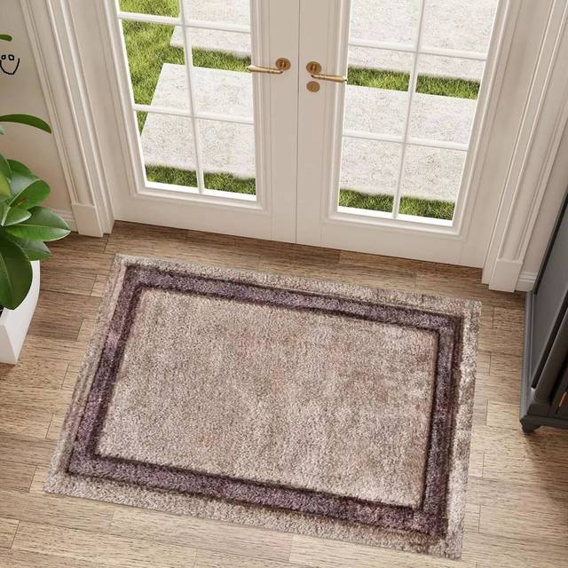 Modern Shaggy Indoor Dirt Trapper Door Mat Hallway Livingroom Kitchen Entrance Door Rug - Brown (60cm W X 110cm L)