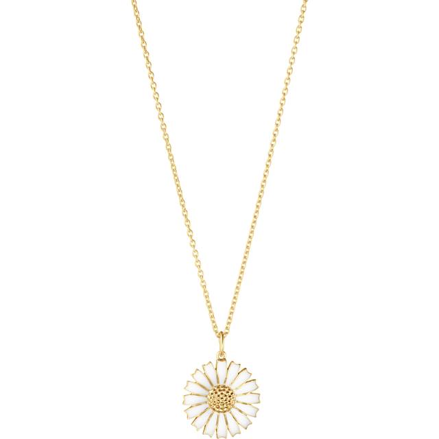 Georg Jensen Daisy Halskæde 18 MM - Guld/Hvid Emalje