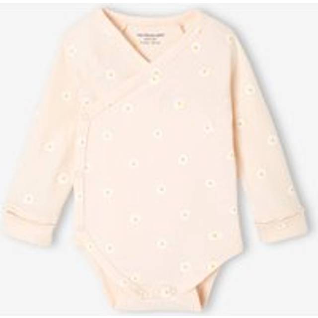 bodysuits with opening for newborns, daisy print pale pink