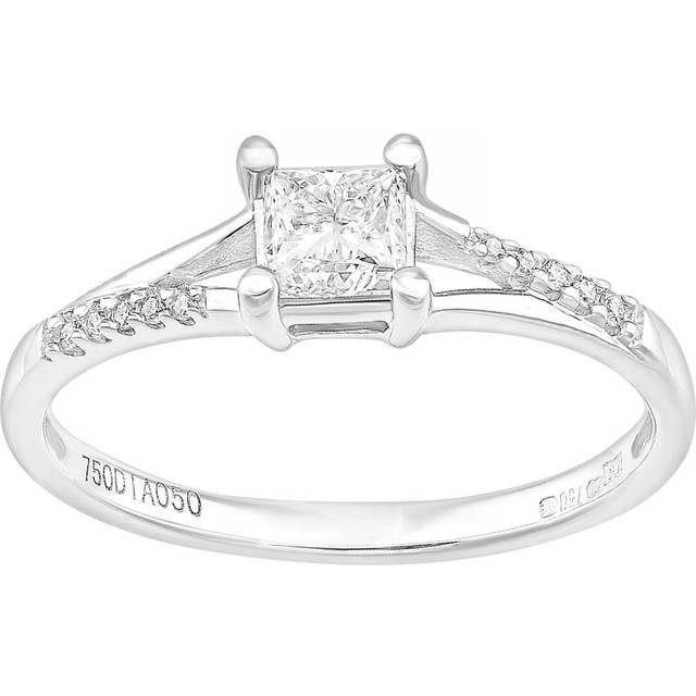 Diamant L'Eternel Womens 18ct White Gold Ring With 0.5ct Diamond - Size P