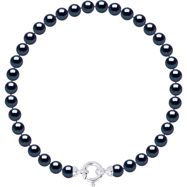 Diadema Womens - Bracelet - Real Freshwater Pearls - Black Tahitian Style - White Gold - One Size
