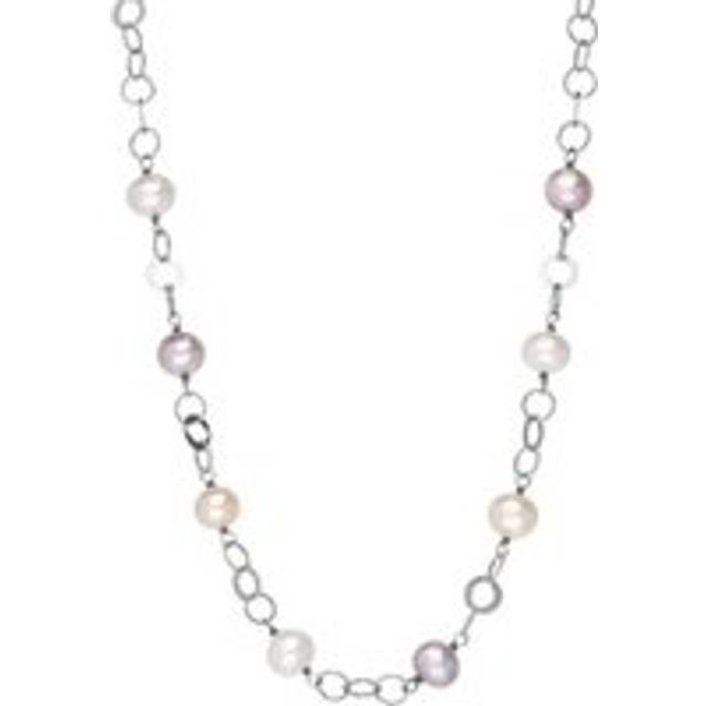 Sterling Silver Multi-coloured Pearl Beaded Necklace D