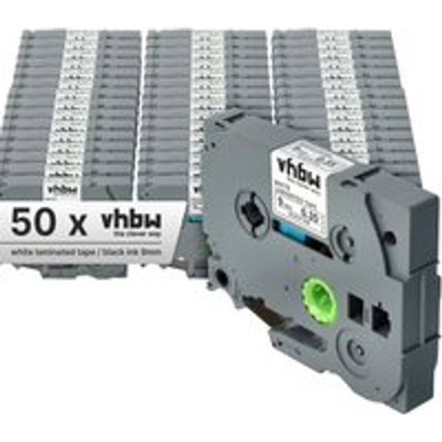 50x Label Tape compatible with Brother pt D400, 540, 550, 900, 9400, 9600, 500-Series, 9000-Series Label Printer 9 mm, Black on White - Vhbw