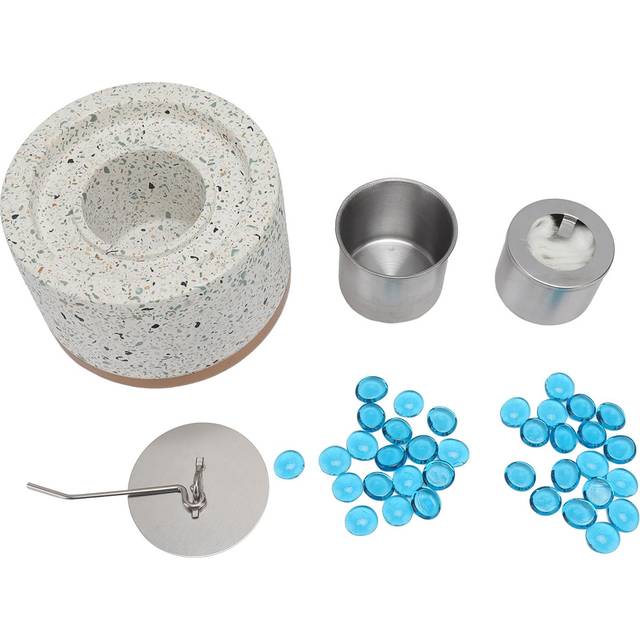 Tabletop Fire Pit Marble Exterior Stainless Steel Interior Long Burn Time Portable Fire Pit for