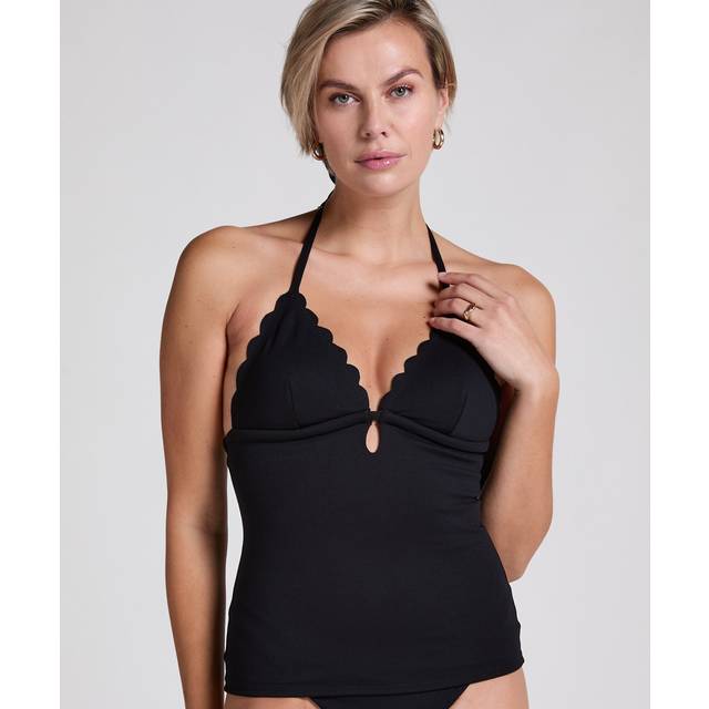 Hunkemöller Scallop Shaping Tankini top, sort, Størrelse: XL, Dame